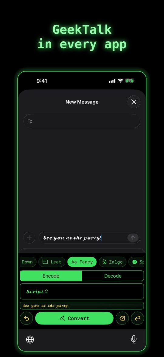 GeekTalk2 screenshot: GeekTalk keyboard