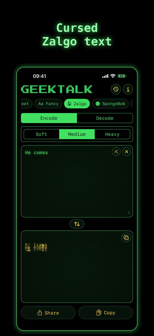 GeekTalk2 screenshot: Zalgo text